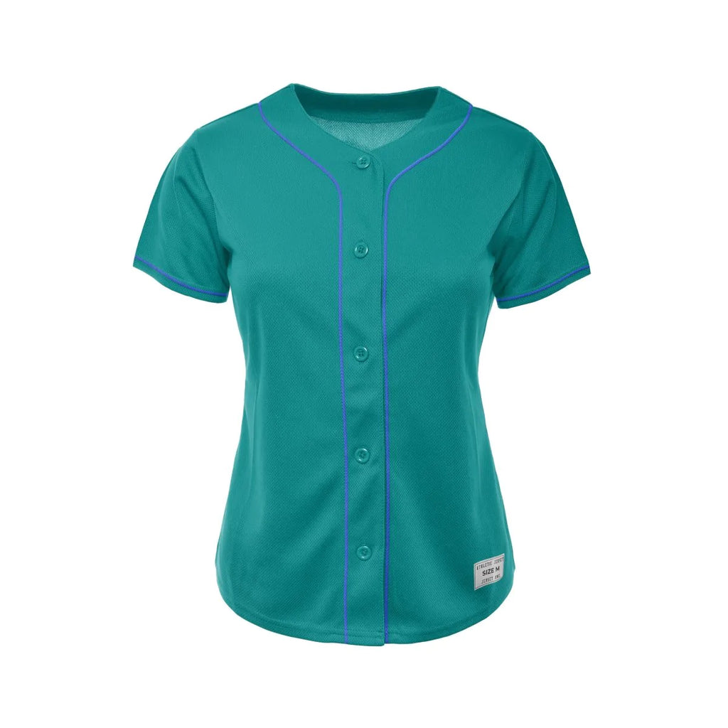 Women's Blank Teal Baseball Jersey