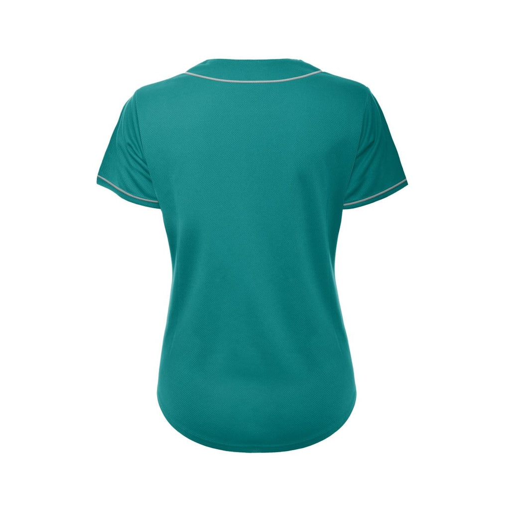 Women's Blank Teal And Silver Baseball Jersey Jersey One