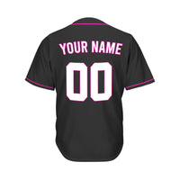 Youth Custom Baseball Jersey Black Deep Pink Design Jersey One thumbnail