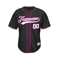 Youth Custom Baseball Jersey Black Deep Pink Design Jersey One thumbnail