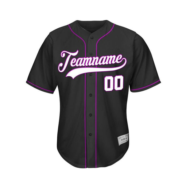 Youth Custom Baseball Jersey Black Purple Design Jersey One